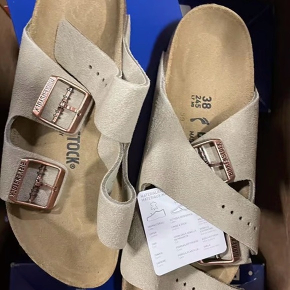 Birkenstock Arizona Soft Footbed Suede Sandals Taupe Size 38 BNIB - Picture 5 of 8